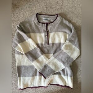 Worn once Striped Gray and Cream Sweater